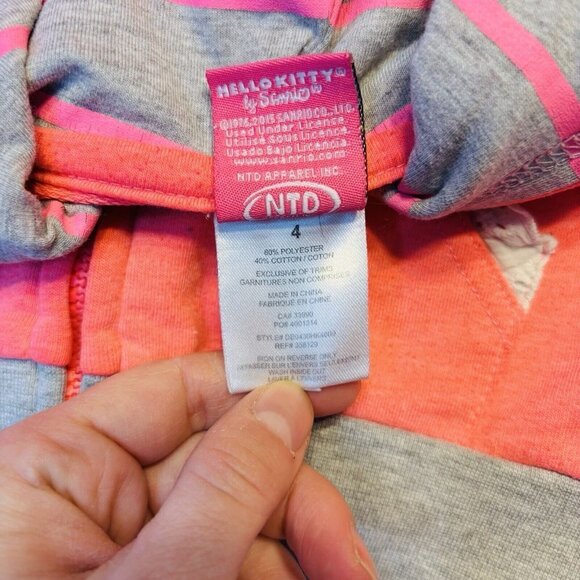 Hello Kitty Sanrio Hoodie Girl Size 4T Full Zip Pink Two Sided Vintage Y2K - Picture 10 of 12